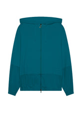 ZIP-SWEATSHIRT MIT KAPUZE AUS BAUMWOLLE, MODAL UND SATIN - GRUEN - TEAL GREEN | DEHA
