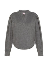 SWEATSHIRT IM BLUSENSTIL MIT NADELSTREIFEN - GRAU - Freizeitkleidung | DEHA