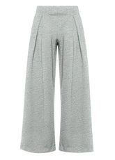 WIDE-LEG PUNTO MILANO TROUSERS WITH PLEATS - GREY - GREY MELANGE | DEHA