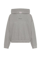 FELPA CON CAPPUCCIO A RIGHE GESSATE GRIGIO - SILVER GREY | DEHA