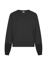 FELPA GIROCOLLO COTONE MODAL E RASO NERO - BLACK | DEHA