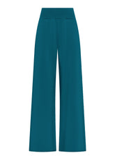 ORGANIC COTTON PALAZZO TROUSERS - GREEN - TEAL GREEN | DEHA
