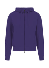 FELPA CON ZIP E CAPPUCCIO IN FELPINA STRETCH DI CO - DEEP PURPLE | DEHA