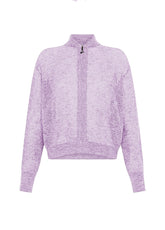 CARDIGAN IN MISTO LANA DI ALPACA CON ZIP VIOLA | DEHA
