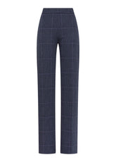 JACQUARD TROUSERS WITH CIGARETTE LEG IN BLUE - NIGHT BLUE | DEHA