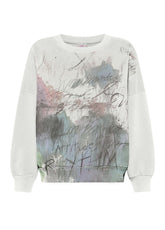 FELPA COMFY GIROCOLLO CON STAMPA BIANCO - MILK WHITE | DEHA