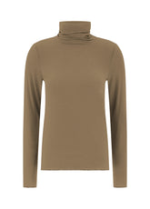 CASHMERE BLEND HIGH NECK T-SHIRT - BROWN - GLACE' BROWN | DEHA