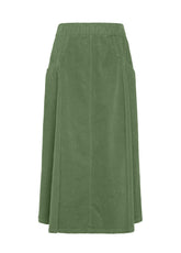 CORDUROY PLEATED SKIRT - GREEN - OLIVE GREEN | DEHA