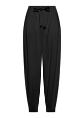 JOGGER PLEATED CON DETTAGLIO IN VISCOSA EFFETTO STROPICCIATO NERO - BLACK | DEHA