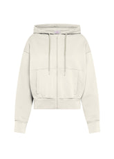 FELPA COTONE STRETCH CON ZIP E CAPPUCCIO BIANCO - SOFT IVORY | DEHA