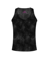 SCHWARZES BEDRUCKTES STRETCH-MIKROFASER-RENN-TANKTOP - Gym-Sets | DEHA
