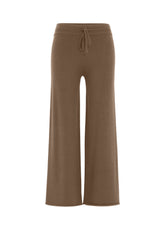 WIDE LEG KNITTED PANTS - BROWN - BISCUIT BROWN | DEHA