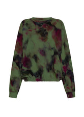 FELPA CON STAMPA FLOREALE VERDE - CAMO GREEN | DEHA