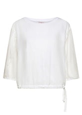 T-SHIRT AMPIA IN COTONE E SETA CON STRATI SOVRAPPOSTI BIANCO - WHITE | DEHA