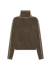 MAGLIONE A COLLO ALTO IN MISTO LANA MARRONE - KAKI BROWN | DEHA