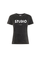 T-SHIRT CON STAMPA EFFETTO MALTINTO NERO - BLACK | DEHA