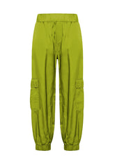 CUPRO SATIN CARGO PANTS - GREEN - LIME GREEN | DEHA