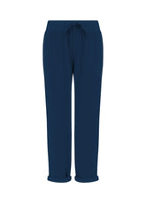 VELVET TROUSERS WITH STRETCH COTTON FLEECE WAISTBA - NIGHT BLUE | DEHA