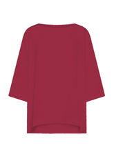 Wide Viscose T-Shirt With Crinkled Effect - Red - CHERRY RED | DEHA