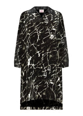 ABITO CHEMISIER IN VISCOSA HABUTAI ALLOVER NERO - BLACK | DEHA