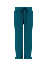STRAIGHT-LEG FINE-WALE CORDUROY TROUSERS - GREEN - TEAL GREEN | DEHA