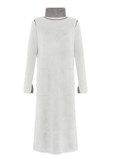 BI-COLOR KNITTED LONG DRESS - WHITE - MILK WHITE | DEHA