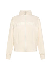 FELPA CON ZIP E DETTAGLIO IN VISCOSA EFFETTO STROPICCIATO BIANCO - CREAM | DEHA