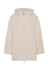 WOOLY BOUCLE' ZIPPED COAT - WHITE - Jacket - Outlet | DEHA