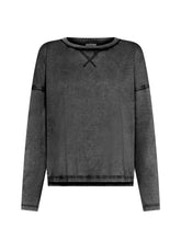 BLACK COTTON FADE EFFECT LONG SLEEVE T-SHIRT - Organic Cotton | DEHA