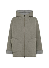 GIACCONE BICOLORE IN SCUBA CON ZIP GRIGIO - TAUPE | DEHA