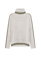 MAGLIONE BICOLORE A COLLO ALTO IN MISTO LANA BIANCO - SALT WHITE | DEHA