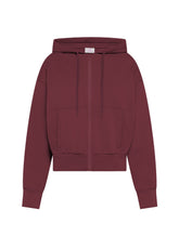 STRETCH-BAUMWOLL-SWEATSHIRT MIT REISSVERSCHLUSS UND KAPUZE - ROT - CHERRY RED | DEHA