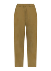 SLIM-FIT ORGANIC COTTON FAUX-LEATHER TROUSERS - BROWN - NUT BROWN | DEHA