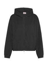 FELPA SOFFICE CON ZIP E CAPPUCCIO NERO - BLACK | DEHA