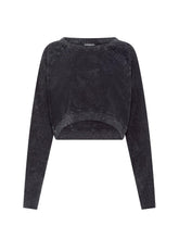 FELPA CORTA IN JERSEY DI COTONE STAMPATO NERO - MARBLE BLACK | DEHA