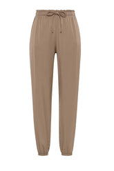 PANTALONI JOGGER IN SATIN MARRONE - KHAKI BROWN | DEHA