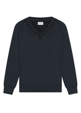 ORGANIC COTTON V-NECK SWEATSHIRT - BLACK - BLACK | DEHA