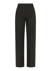 BLACK PINSTRIPE CIGARETTE PANTS - BLACK | DEHA