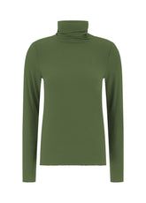 STEHKRAGEN-SHIRT AUS KASCHMIR-GEMISCH - GRUEN - OLIVE GREEN | DEHA