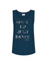 GRAPHIC PRINT TOP IN BLUE ORGANIC JERSEY - MADE IN ITALY | DEHA