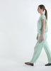 COMPLETO TOP E PANTALONI PALAZZO IN MISTO SETA-COTONE VERDE