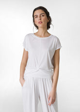 KNOT VISCOSE T-SHIRT - WHITE - Tops & T-Shirts | DEHA