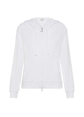 FRENCH TERRY FULL ZIP HOODIE - WHITE - Sweaters | DEHA