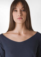 CASHMERE BLEND T-SHIRT, BLUE - BLUE NIGHT | DEHA