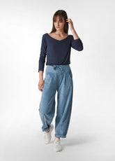 CASHMERE BLEND T-SHIRT, BLUE - BLUE NIGHT | DEHA