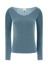 CASHMERE BLEND T-SHIRT, BLUE - Tops & T-Shirts | DEHA
