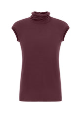 CASHMERE BLEND HIGH NECK T-SHIRT, RED - Tops & T-Shirts | DEHA