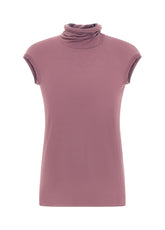 CASHMERE BLEND HIGH NECK T-SHIRT, PINK - Tops & T-Shirts | DEHA