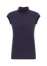 CASHMERE BLEND HIGH NECK T-SHIRT, PURPLE - Leisurewear | DEHA