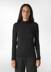CASHMERE BLEND HIGH NECK TOP, BLACK - Tops & T-Shirts | DEHA